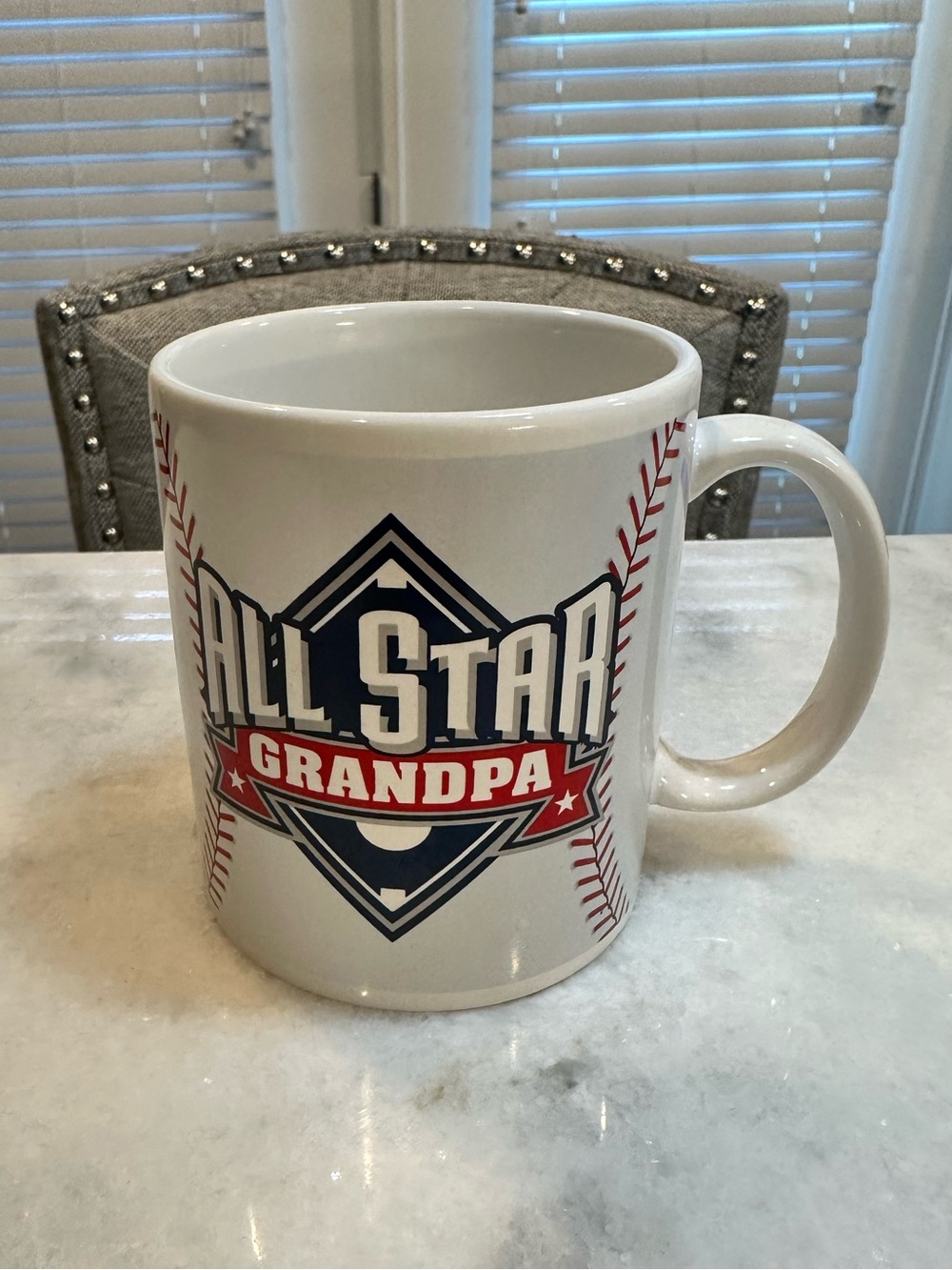 All Star Grandpa Ceramic Mug - White with Red & Navy Design